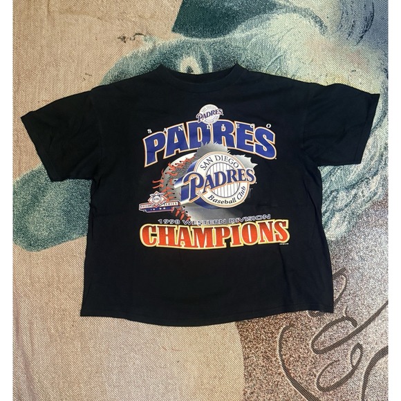 Vintage San Diego Padres 1998 Western Division Champions Men L Black Baseball